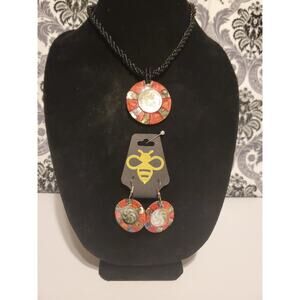 Necklace 17" and Earrings 2" set Red Corral Mother of pearl
